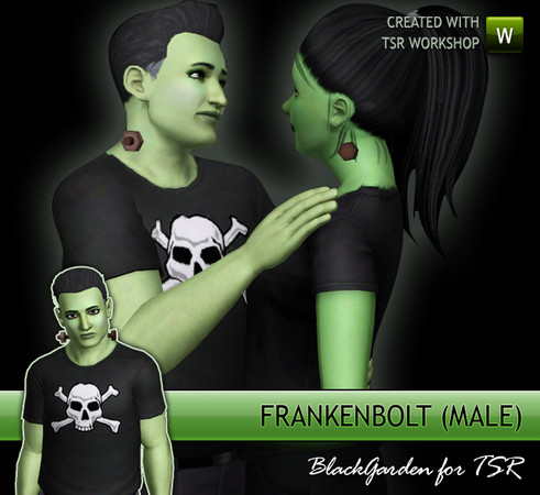 Sims 3 — Novelty Neck Bolt for Males by BlackGarden — A novelty bolt through the neck - perfect for Frankensims!