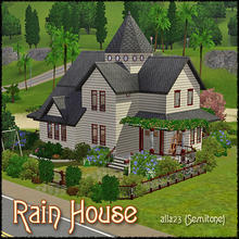 Sims 3 — Rain House by Semitone — This house has three new objects - the wooden staire, railing for it and the same