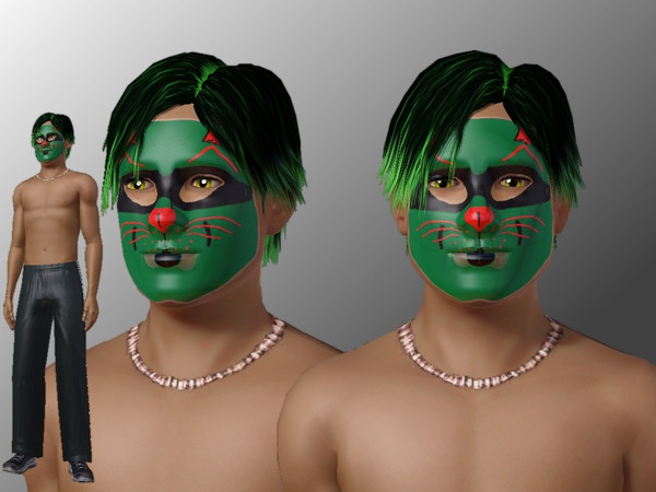 Sims 3 — am costume make up felineGreenCat by skystars5 — A fun green cat mask for your adult male and female Sims.