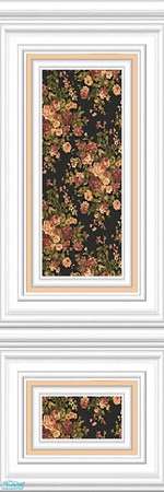 Sims 2 — jsf2WPFWCoralRoses by jsf — Fully wainscotted white panels hold roses and paint in coral shades on a dark
