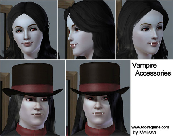 Sims 3 — Vampire Accessories by MelissaMel — This accessories are based on earrings. It contains tooth and points in