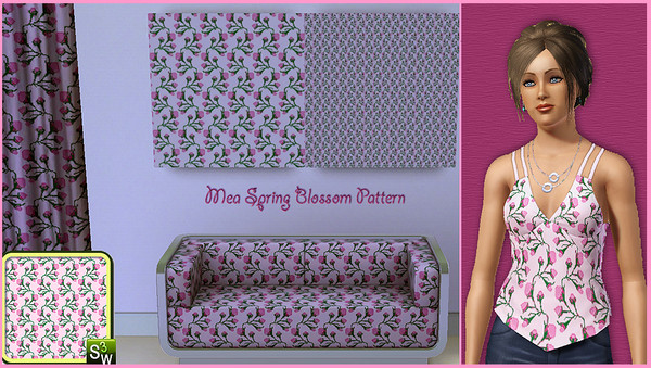 Sims 3 — Mea_SpringBlossom_Pattern by oumamea — 3 Colors. Fabric-Cloth.