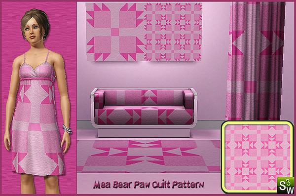 Sims 3 — Mea_BearPaw_Pattern_Large by oumamea — 4 Color pattern. Fabric Cloth