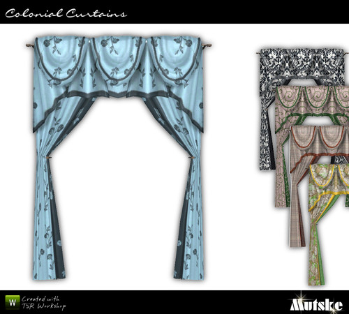 Sims 3 — Curtain Colonial 2 tile long by Mutske — Conversion from the Sims 2 Colonial Curtain. Long version 2x1. Made by