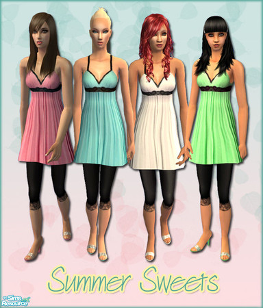 Sims 2 — Summer Sweets by zvaella — This outfit is great for everyday life or an outing! Dress, black leggings and high