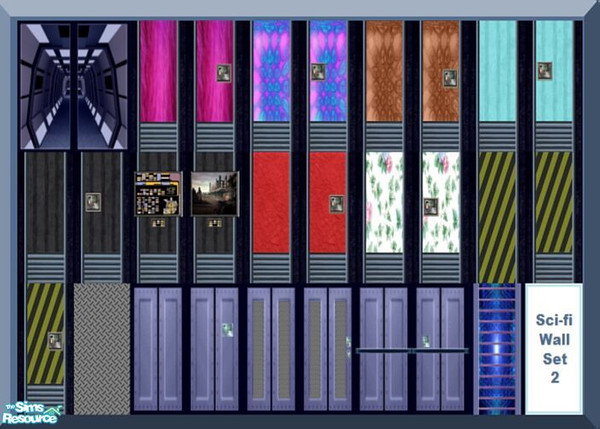 Sims 2 — Sci-fi Wall Set 2 by stephanie_b. — This is the second Sci-fi wall set. It includes the Luxury and Futuristic