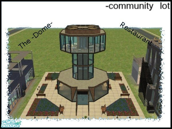 Sims 2 — The Dome- Restaurant by poplers — This restaurant uses all maxis, except for count it -1- wall. Very playable