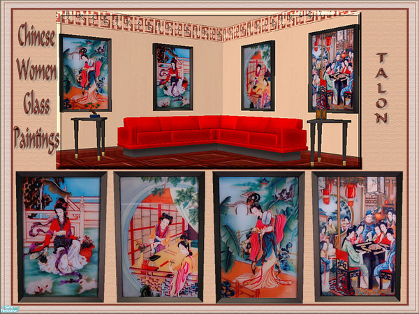 Sims 2 — Chinese Glass Paintings by Cerulean Talon — Vivid colors and beautifully painted scenes that will make a room