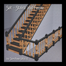 Sims 3 — Staire and Fence - black deck by Semitone — -
