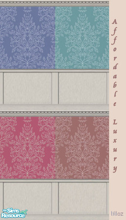 Sims 2 — Affordable Luxury Wall Set by lilloz — Beautiful wall set, in Deep Blue, Duck Egg, Orange and also Pink it