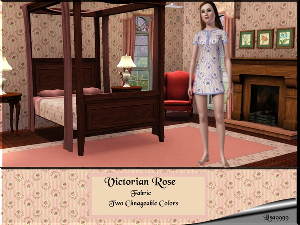 Sims 3 — Victorian Rose by lisa9999 — Pink floral. Two changeable colors. Lisa9999