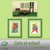 Sims 3 — Cats At School - green by izobell — Cats At School - green series by Izobell Cat Prints from Louis Wain