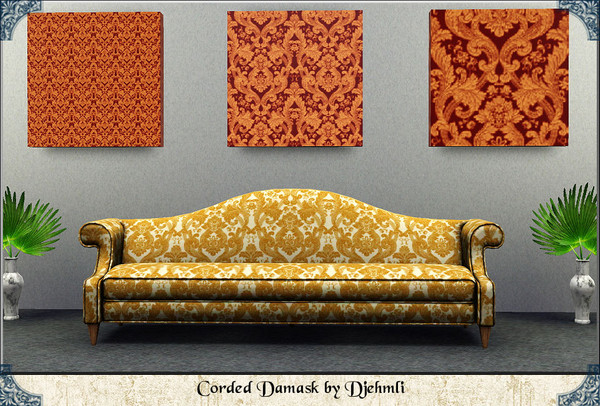 Sims 3 — Djem_Corded Damask by djehmli — A detailed dimensional damask with a corded embroidered feel. Two Color-able
