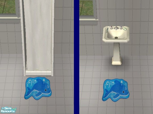 Sims 2 — Playful Porpoise Bath - 1-tile Shower/Sink Rug by Riverwillows — Cute bathroom featuring a playful porpoise.