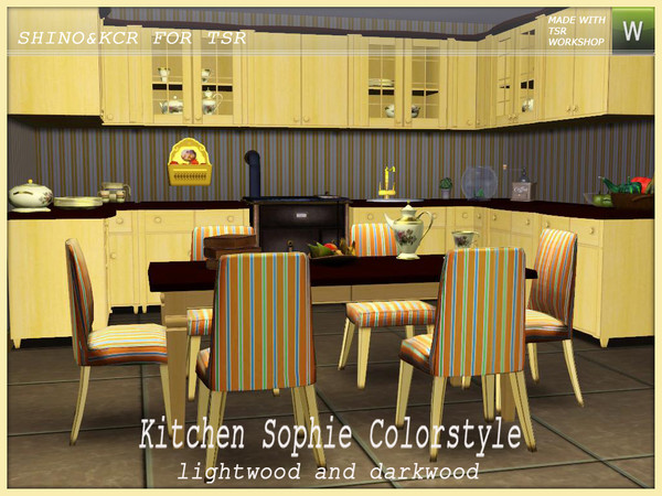 Sims 3 — Kitchen Sophie - Colorstyle lightwood and darkwood by ShinoKCR — Colorstyle for the white Counter, Cupboard with