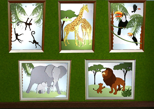 Sims 3 —  JungleAnimals by ataylor69 — Five jungle images for your wild little sims! These images include monkeys,