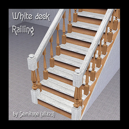 Sims 3 — White Deck Railing by Semitone — -