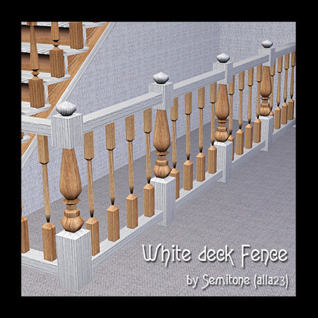 Sims 3 — White Deck Fence by Semitone — -