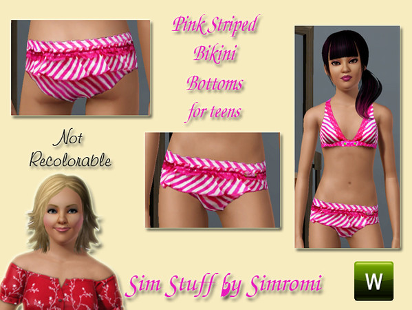 Sims 3 — tf_pink_striped_bikini_bottoms_by_simromi by simromi — If your teen is a girly girl, she'll love this pink