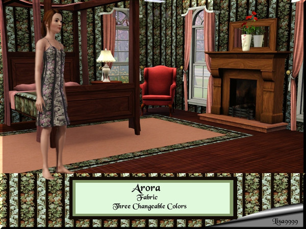 Sims 3 — Arora by lisa9999 — A pink and black floral damask. Three changeable colors. Lisa9999