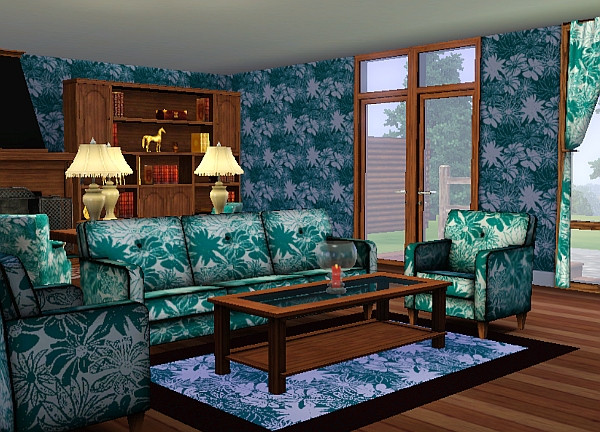 Sims 3 — Floral Lotus Pattern by TheNinthWave — 2 Tone Abstract Pattern