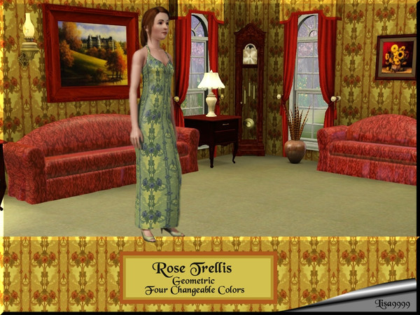 Sims 3 — RoseTrellis by lisa9999 — A floral pattern. Four changeable colors. Lisa9999