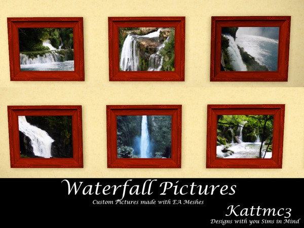 Sims 3 —  Waterfall Picture Set by kattmc3 — This is a set of 6 Waterfall pictures. These are large so they will go great
