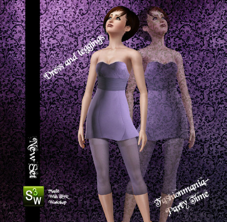 Sims 3 —  Party Time Set-Dress+Leggings by Frozen and Iced — New set which consists of new dress (new mesh) and leggings.