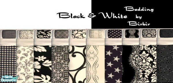 Sims 2 — Black & White Bedding Set by Birbir — Since the black and white beddings in my previous sets seemed to be