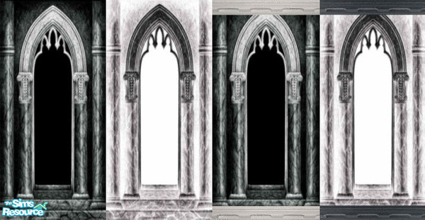 Sims 2 — Arch Walls by WelshWitch — Set of 4 Gothic Arches, great for castles, churches, spooky or haunted houses, fake