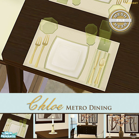 Sims 2 — Chloe Metro Dining - Dining Placesetting Mesh by Cashcraft — Chloe Metro Dining is a new Sims 2 contemporary
