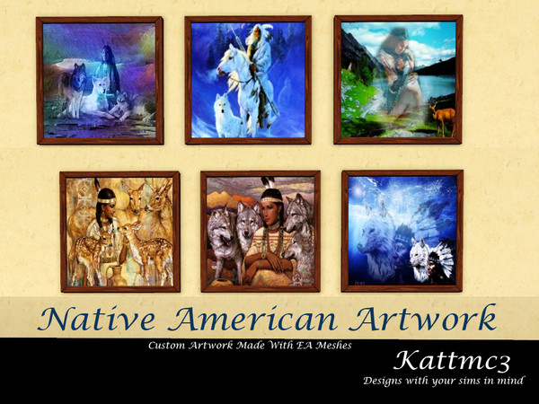 Sims 3 —  Native American Artwork by kattmc3 — Set of 6 Native American Artwork. I love this set and hope you do too.