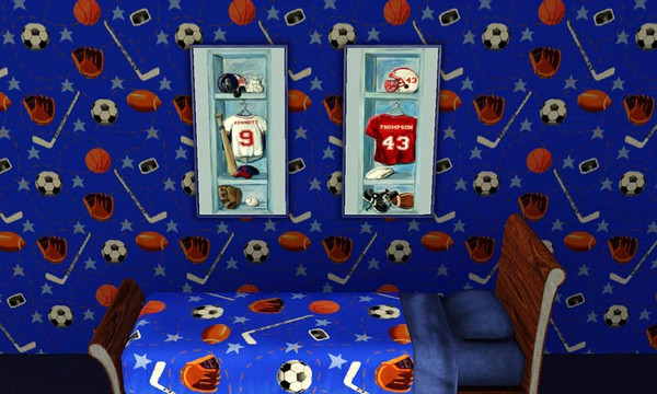 Sims 3 —  sports locker by ataylor69 — Two images of a football locker and baseball sports locker. Complete with jersey