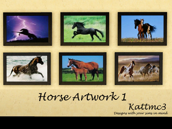 Sims 3 —  Horse Artwork 1 by kattmc3 — This is a set of 6 horse pictures. I used a smaller frame for using the pictures