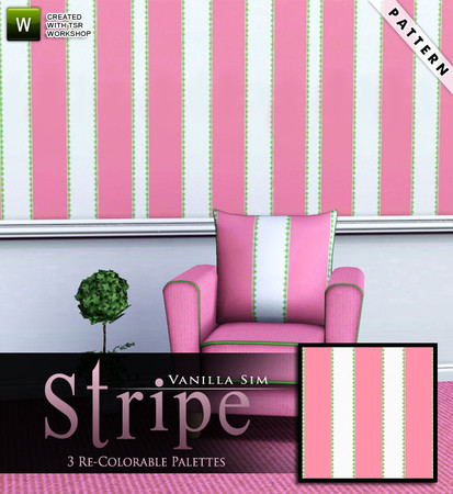 Sims 3 — Stripe by Vanilla Sim — Pattern 2 in my Pink Jardin Pattern Set. Pictured on the new TS3 Arizona Chair by Holy