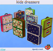 Sims 2 — evi's Kids Dressers by evi — Kids suitcase dressers which fit almost every room!