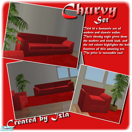Sims 2 — Churvy Set by Izla — This is a fantastic set consisting of the 3-seater sofa and the single living chair. This