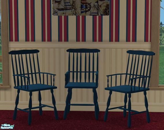 Sims 2 — Nautical Dining room in Navy - Chair by TSR Archive — Dining Table Chair in Navy (This is based on Paleoanths