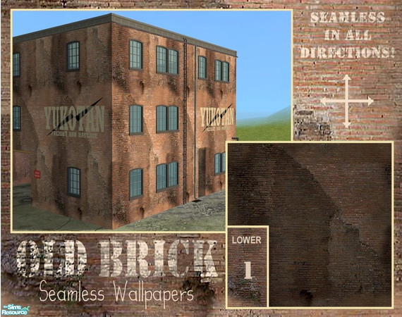 Sims 2 — Derry Brick Wallpaper (Lower 1) by Cyclonesue — A seamless old brick paper - clearly labelled. To use