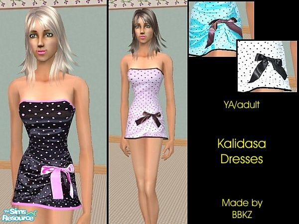 Sims 2 — Kalidasa Dresses by BBKZ — Super mini satin dresses..... No EP required!! Need FREE mesh