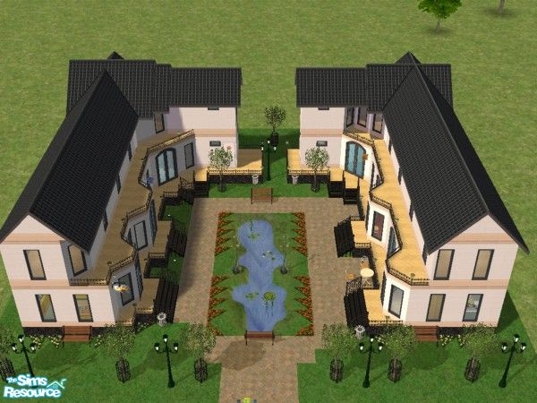 Sims 2 — Courtyard Shopping Centre by WelshWitch — Shopping centre, with 5 shops on ground floor. Access to second