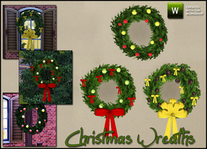 Sims 3 —  Christmas Wreaths by sim_man123 — New set of 3 decorative Christmas Wreaths. Wreath 1 is just ornaments in two