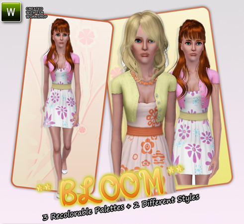 Sims 3 — Bloom by simal10 — Dress with 3 recolorable channels and 2 different styles. Have fun :)