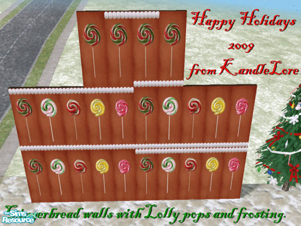 Sims 2 — Gingerbread Lolly Pop Green Red White and frosting walls set by Kaeliana BrightStar — Gingerbread lolly pop
