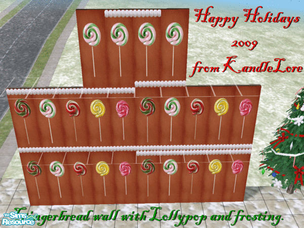 Sims 2 — Gingerbread lolly pop pink green white with frosting walls by Kaeliana BrightStar — Gingerbread lolly pop walls