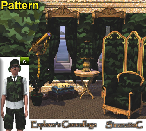 Sims 3 — Explorer's camouflage by SimonettaC — Celebrate World Adventures with standard issue camouflage.