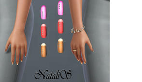 Sims 3 — NataliS crystal embellished nails by Natalis — Long crystal embellished nails for FA. These nails do not replace