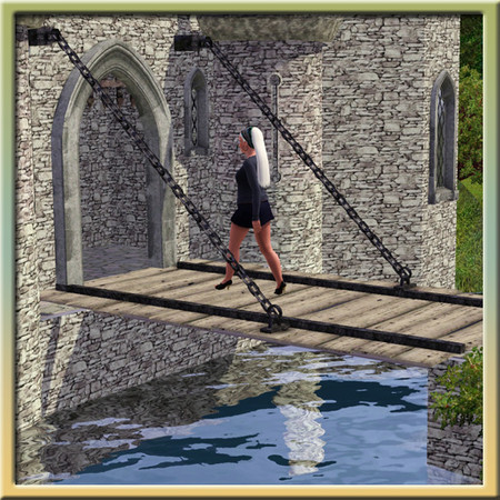 Sims 3 — Drawbridge by Cyclonesue — A usable drawbridge (found in Decor/Miscellaneous). You can place the drawbridge over
