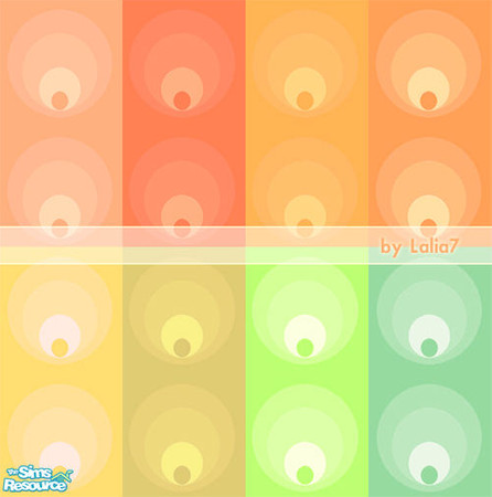 Sims 2 — Retro Circles Wallpapers by LALIA7 — Wallpapers featuring an already known design in eight fruity colours.