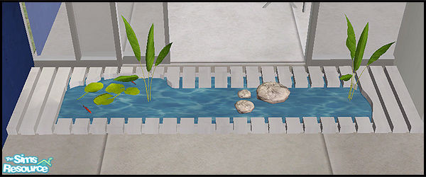 Sims 2 — Livinggarden - Part 2 - indoor fountain by steffor — with animated water